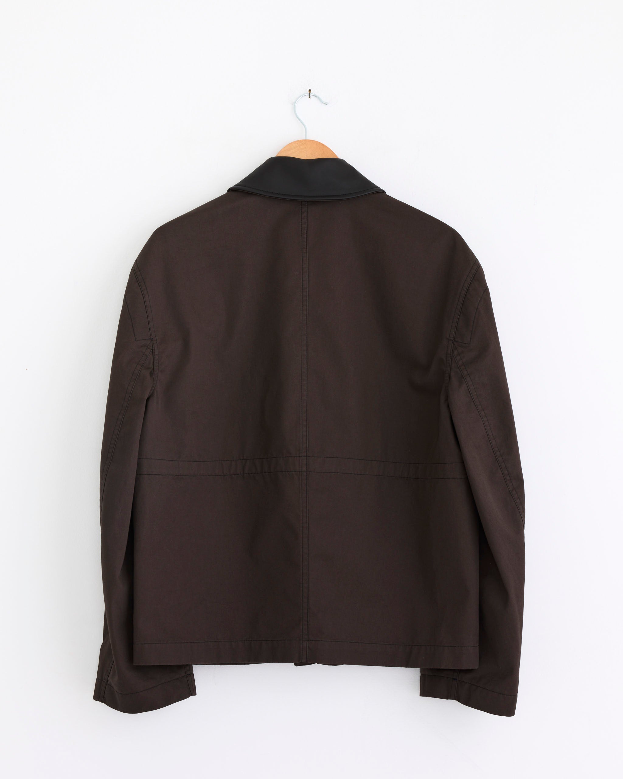 Leather Collar Blouson in Ristretto