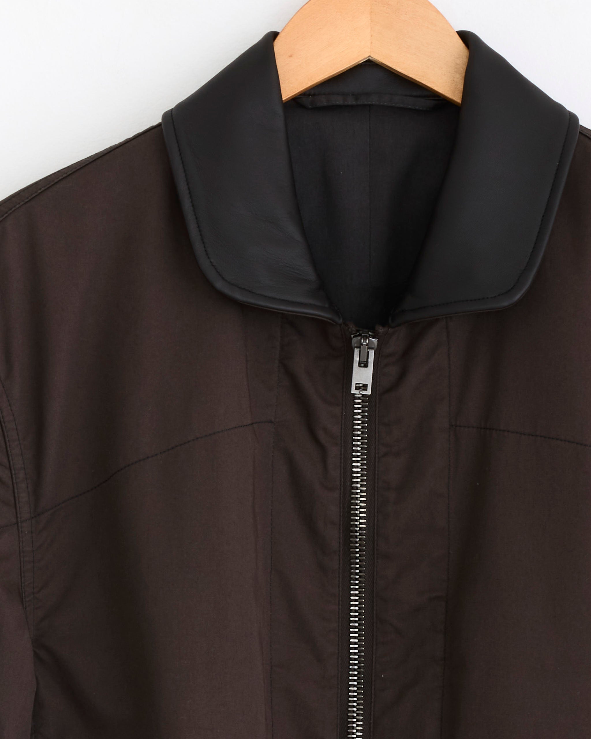 Leather Collar Blouson in Ristretto