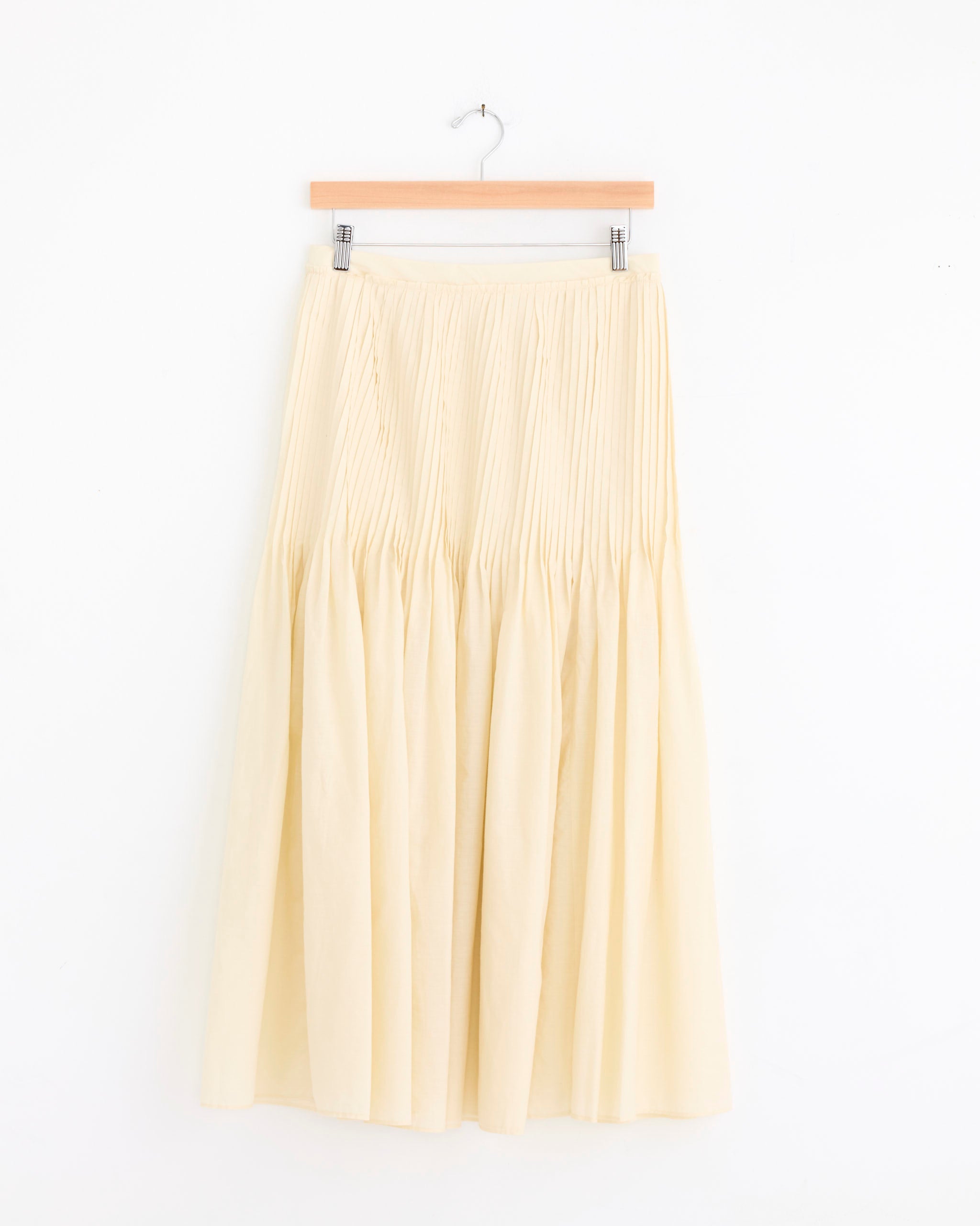Super Fine Cotton Lawn Pin Tuck Skirt in Ivory White