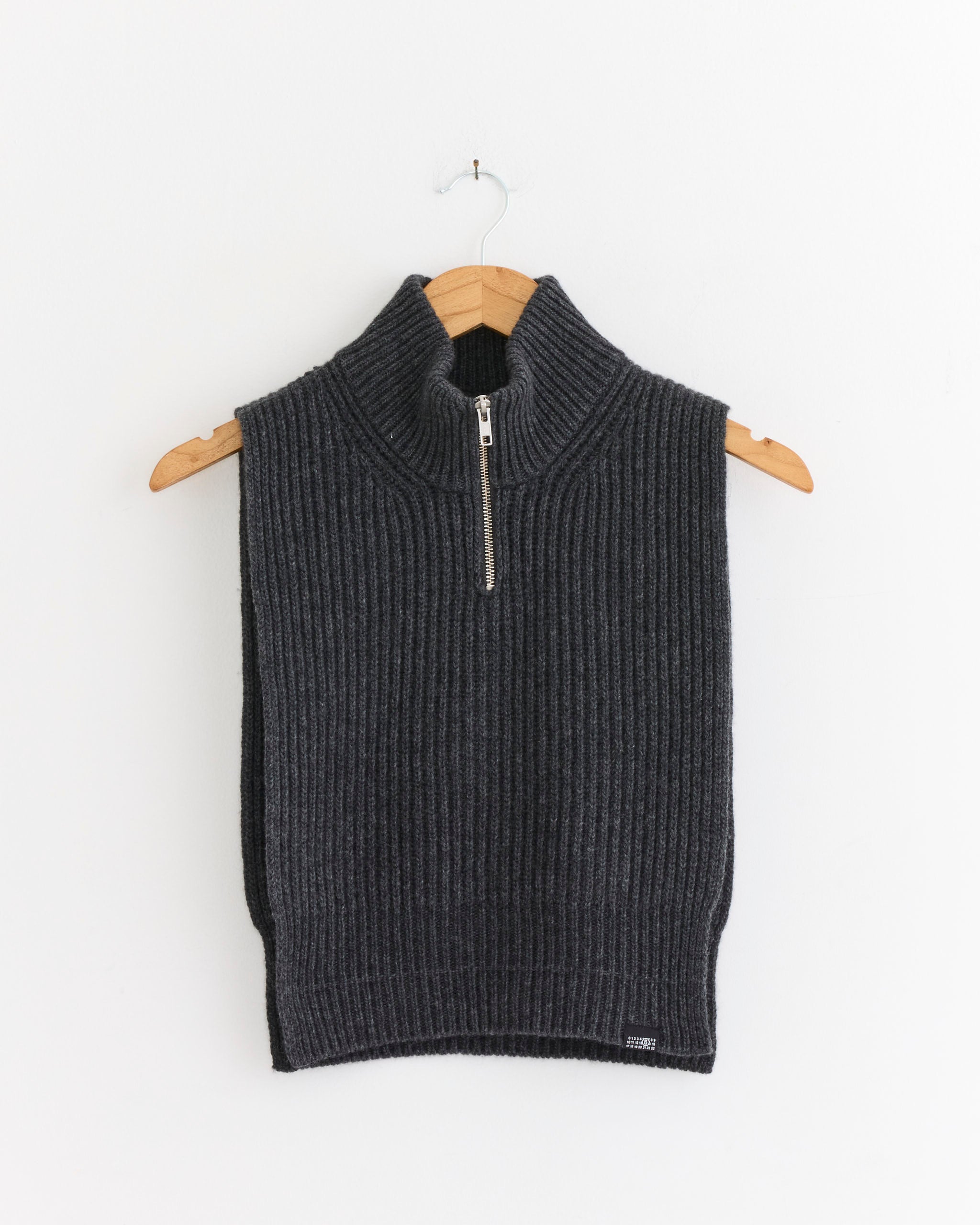Wool Sweater Vest in Dark Grey Melange
