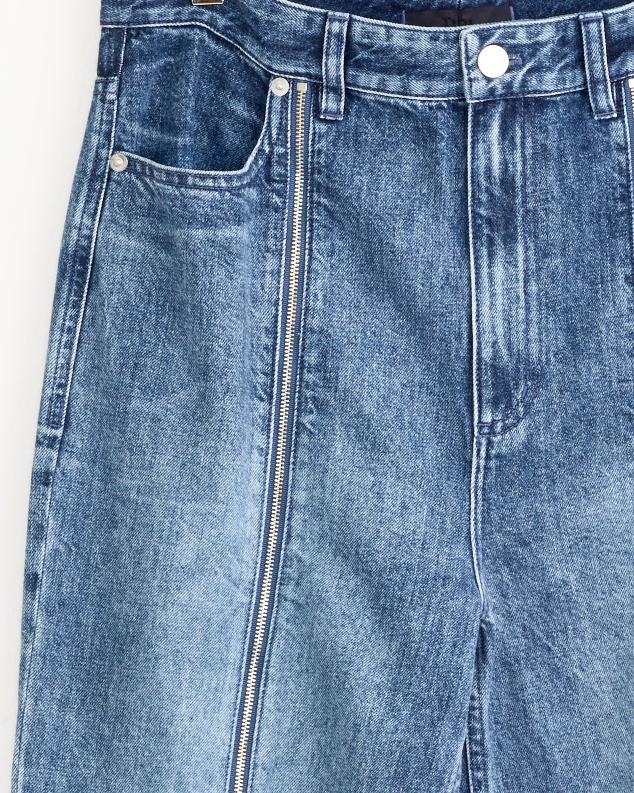 Zippered Denim Jogger in Classic Blue